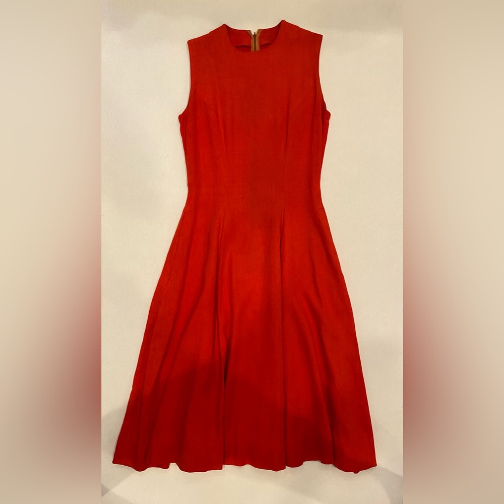 1940’s linen fit and flare midi dress with pockets